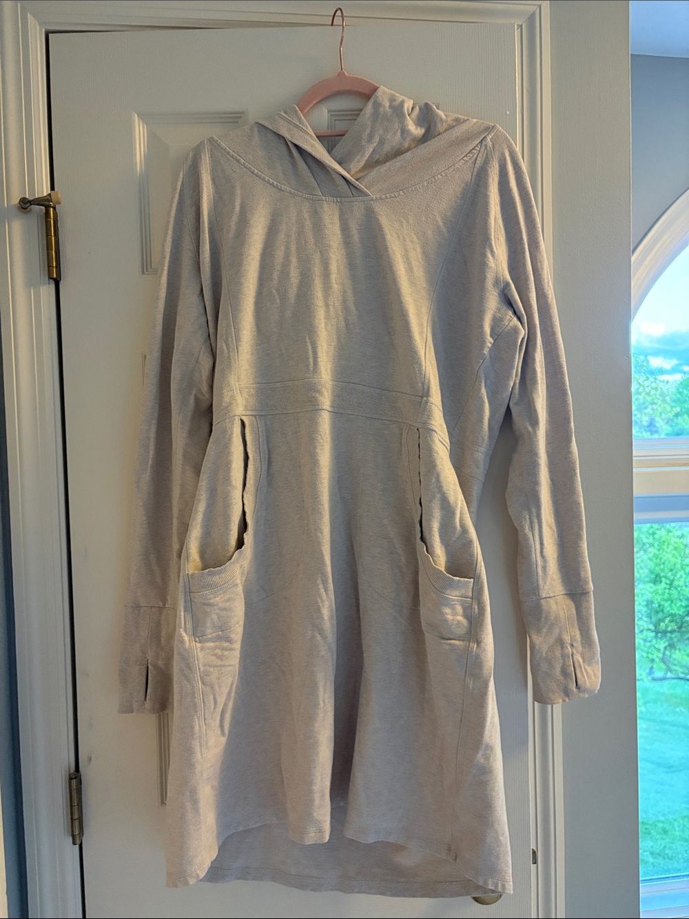 Athleta Light Beige Hoodie Dress